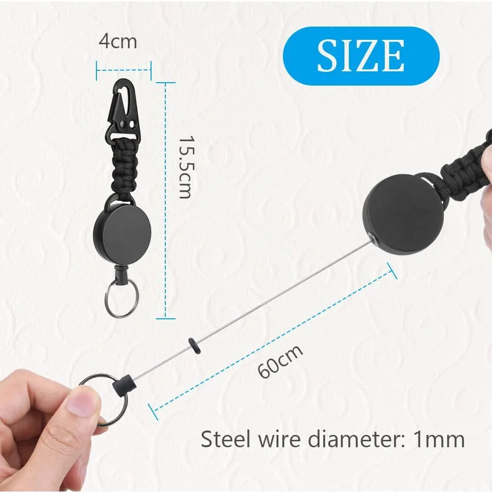 1pc Key Ring Clip Retractable Pull Key Ring Chain Reel Extendable Belt Reel ID Lanyard Name Tag Card Badge Holder