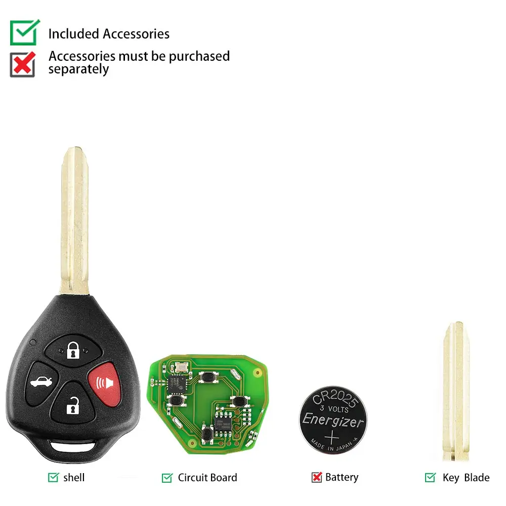 1PCS/LOT XHORSE XKTO02EN Wire Remote Key 4 Botton for Toyota