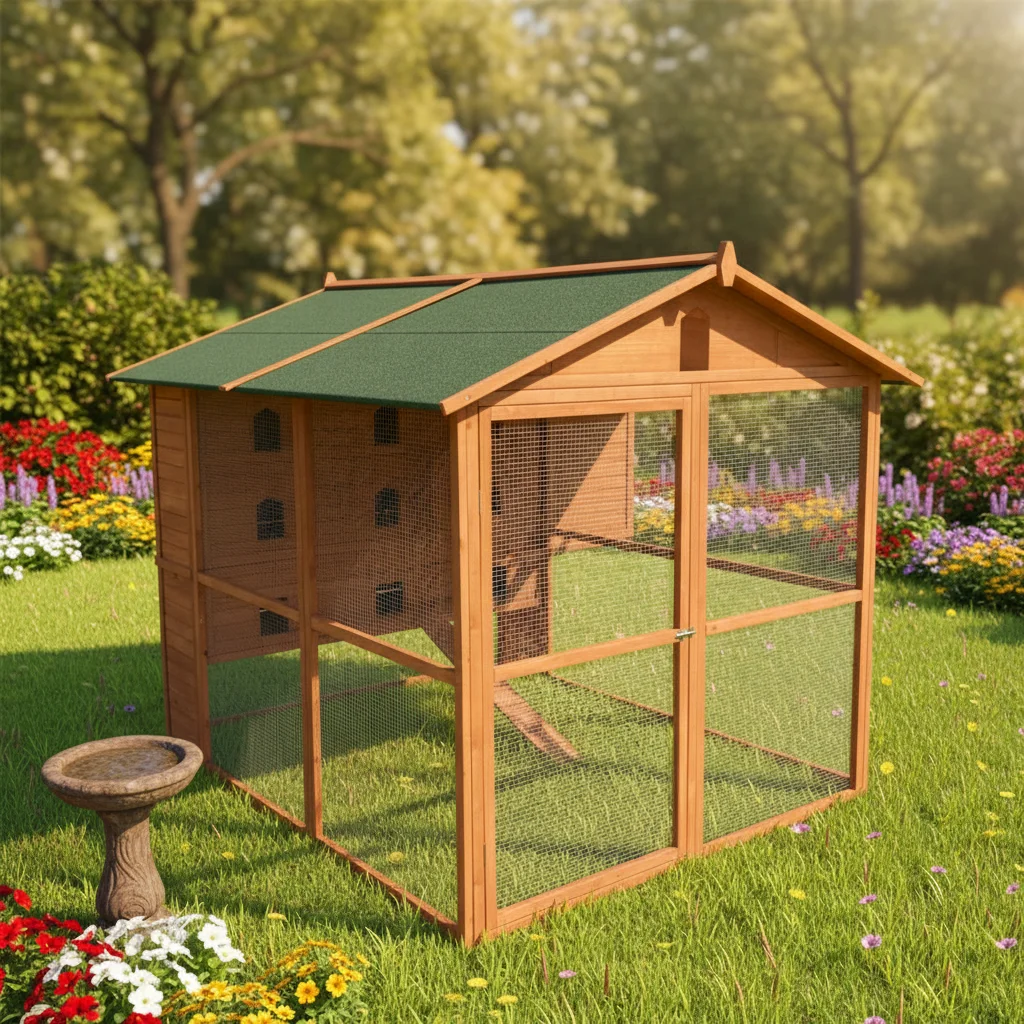 Best Seller Modern Outdoor Eco-Friendly Waterproof Wood Nesting Aviary Cage for Small Birds Button Closure Top Pet