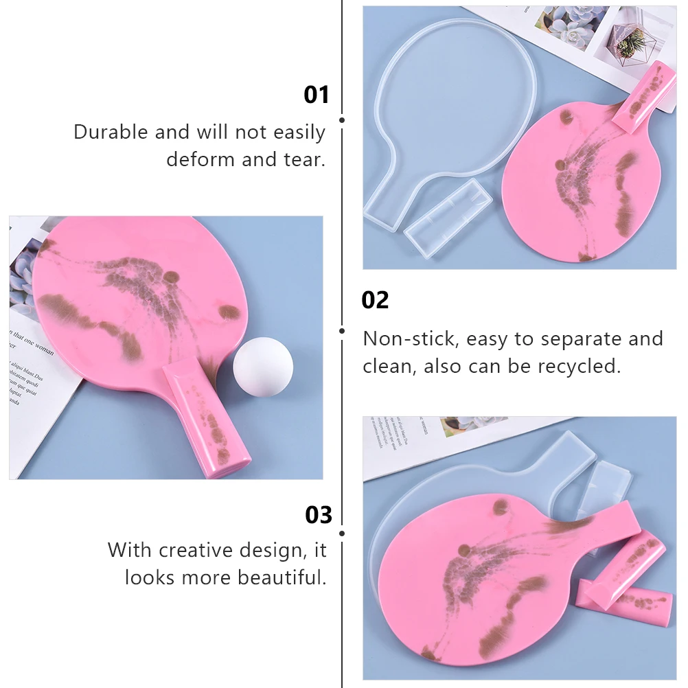 

Silicone Mold for Table Tennis Paddle Creative Crystal Epoxy Molds Nonstick Easy to Separate Clean Recyclable Gifts DIY naments