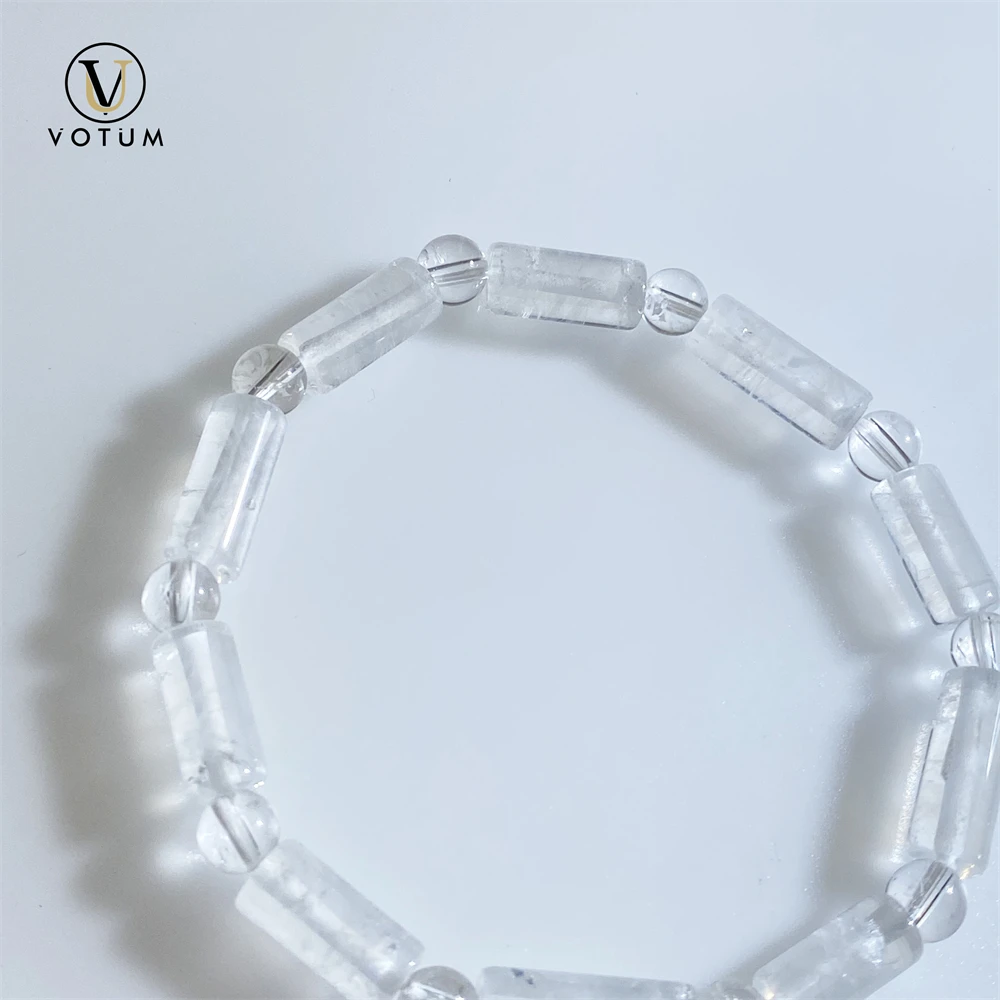 Votum Natural Blue Rutilated Needle Quartz Angel Feather Crystal Bracelet for Women Lady Men Yoya Gift Bracelets Beaded Jewelry