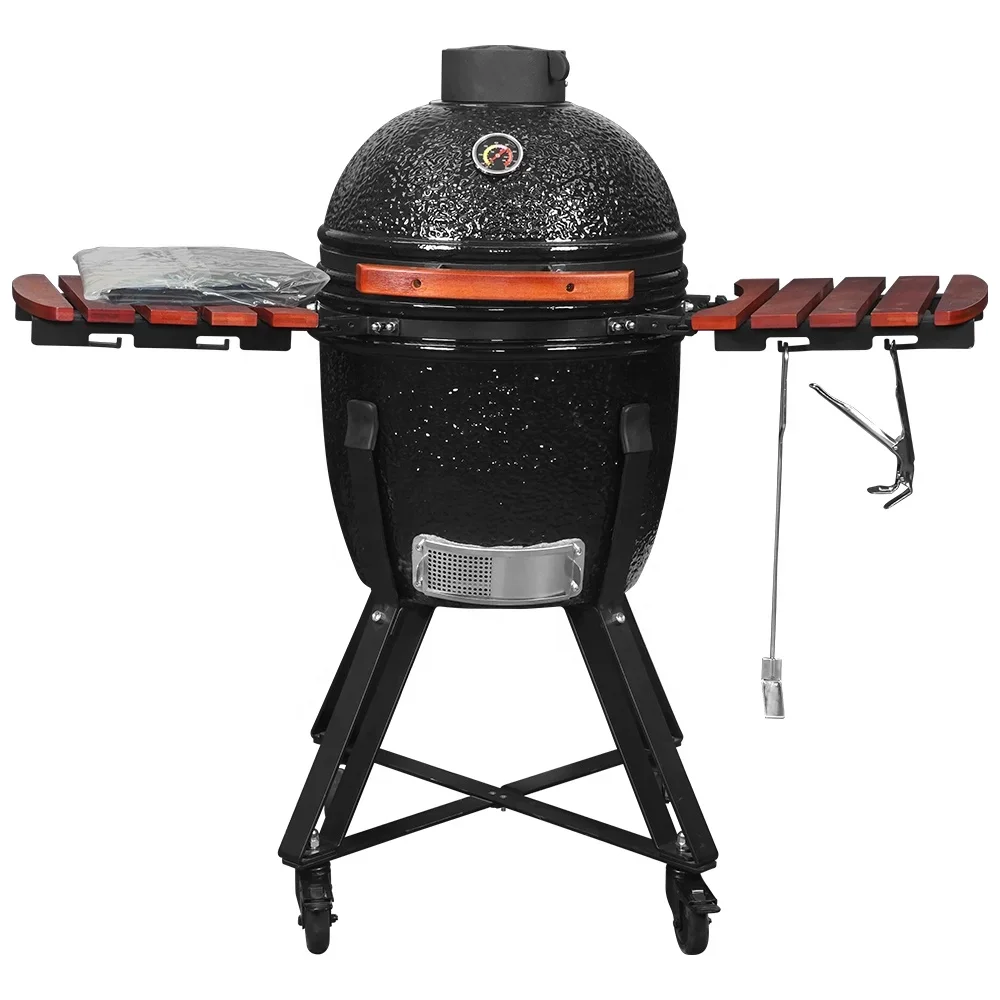 18 inch Black Charcoal Barbacoa Ceramic Grill for Garden Party Family Oven Kamado Grills