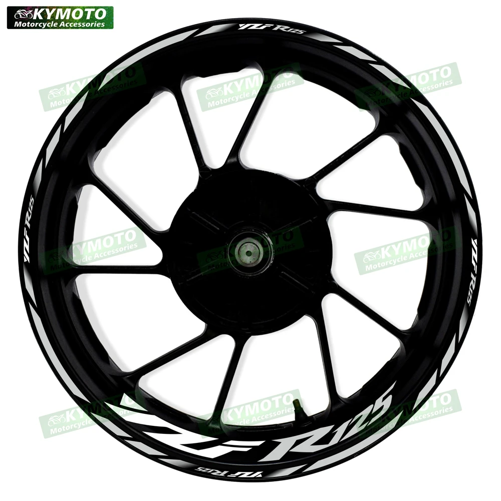 For Yamaha YZF R125 R 125 motorcycle 17 inch front and rear wheel stickers modified waterproof reflective wheel rim stickers