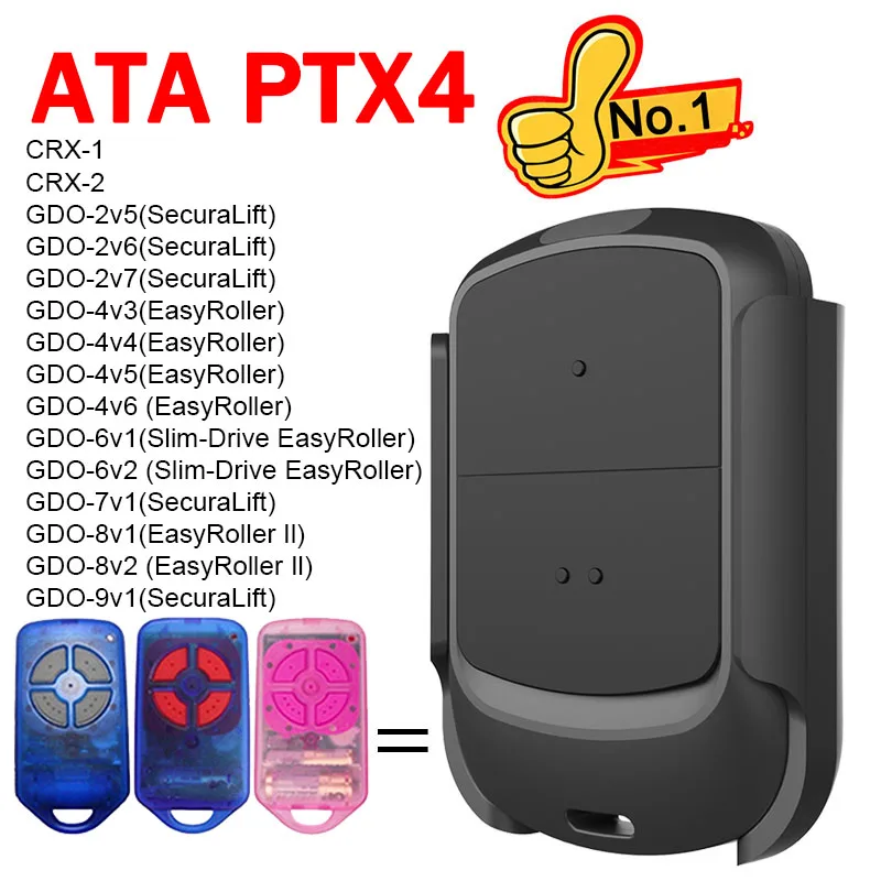 

ATA PTX4 PTX 4 Herculift Garage Remote Control Controller GDO-2v5 2v6 2v7 4v3 4v4 4v5 4v6 6v1 6v2 7v1 8v1 8v2 9v1 433.92MHz