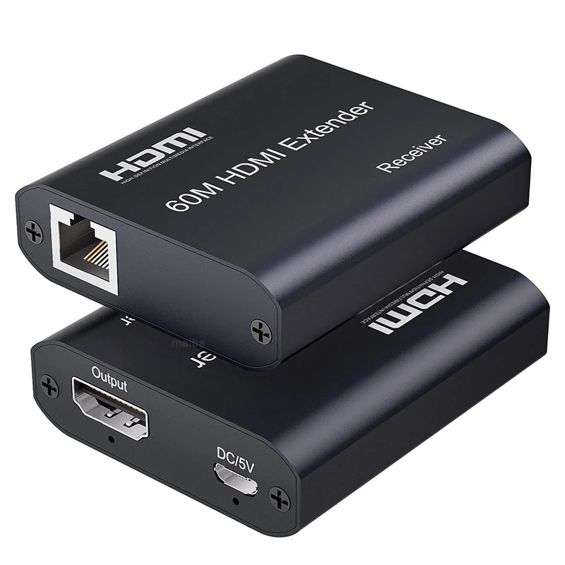 60 متر HDMI موسع عبر Cat5e/6 كابل 1080P HDMI إلى RJ45 إيثرنت موسع جهاز ريسيفر استقبال وإرسال عدة للكمبيوتر DVD شاشة التلفزيون المحمول
