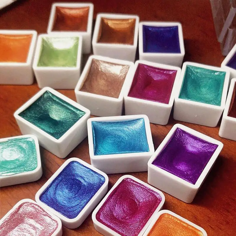 真珠の水彩絵の具セット,水彩画のセット,アートのパレット,ポータブルウォーターカラーパレット,書道用,40色