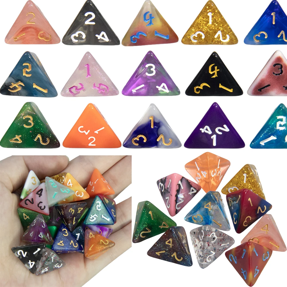 D4 Würfel-Set, 10 Stück, zufällige 4-seitige Würfel für Unterhaltung, Tischspiel, DND-Rollenspiele