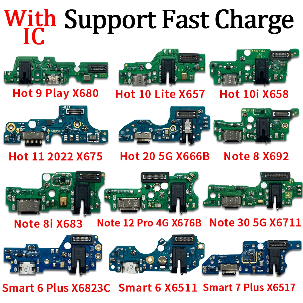 For Infinix Hot 9 Play 10 Lite 10i 11 20 7 9 12 20S 30i 6X 7 10i 11 30 Play USB Charging Board Dock Port Flex Cable With Micro