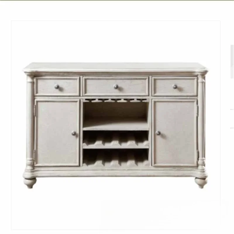 

Solid wood wine cabinet living room retro carved double door locker, tea restaurant storage cupboard