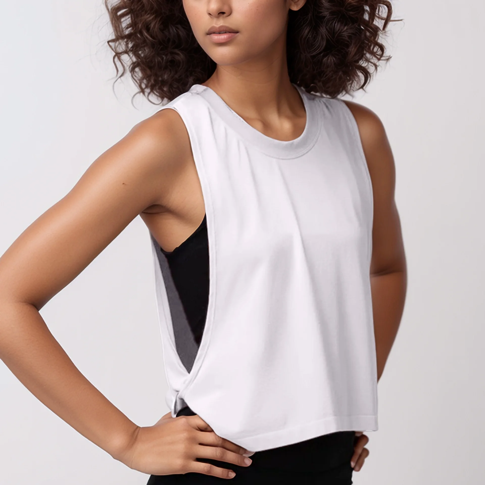 

Women's Summer Sleeveless Sports Tank Top Lightweight Breathable Side Knot Sun-Protective Gym Vest for Yoga Running Fitness Top