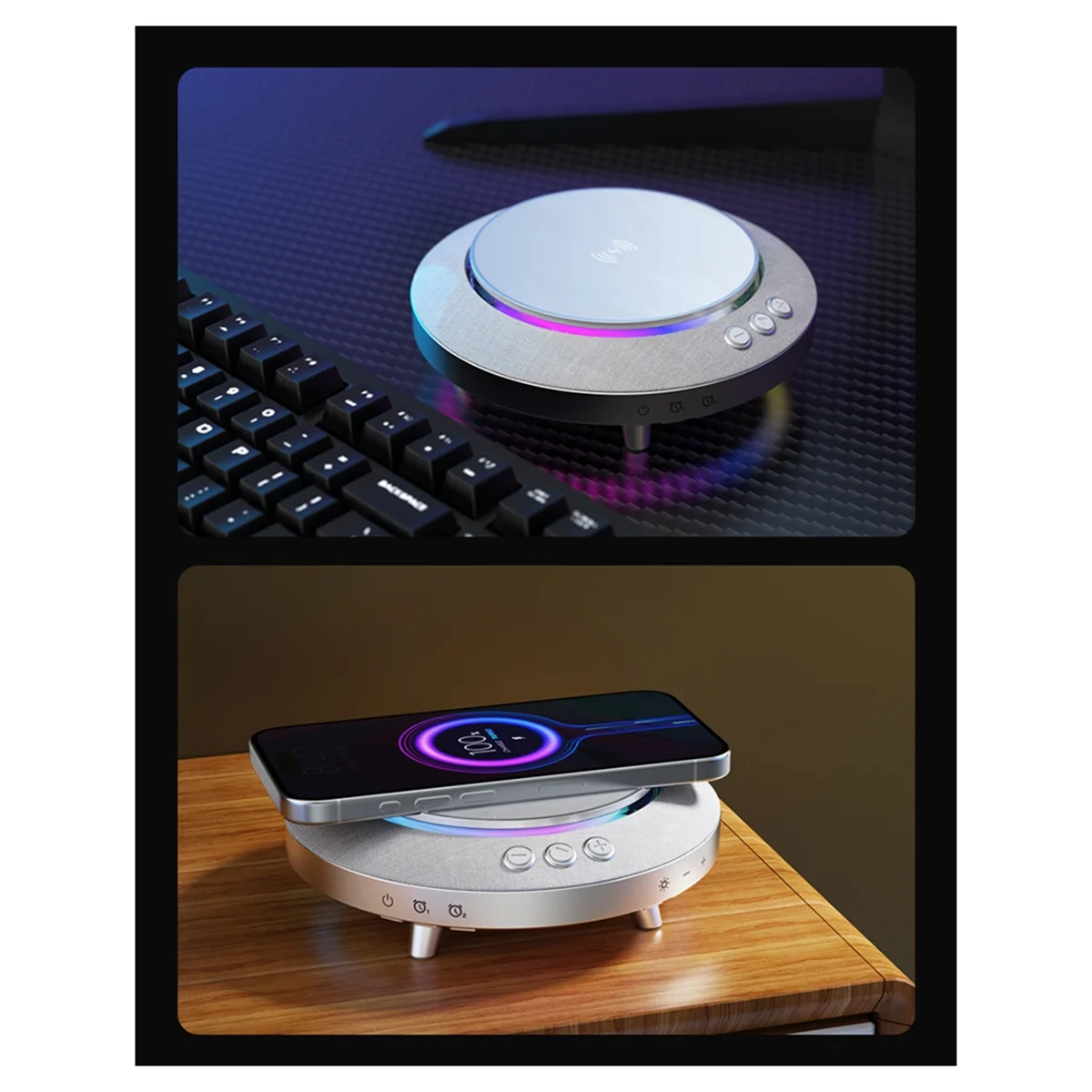 

Smart Bluetooth V5.3 Speakers,2 in 1 Multifunction Music Night Light