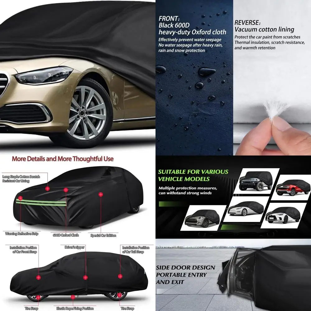

Всепогодный 16-слойный автомобильный чехол 600D — защита от ультрафиолета, воды, снега и пыли для седанов 178-189 длиной