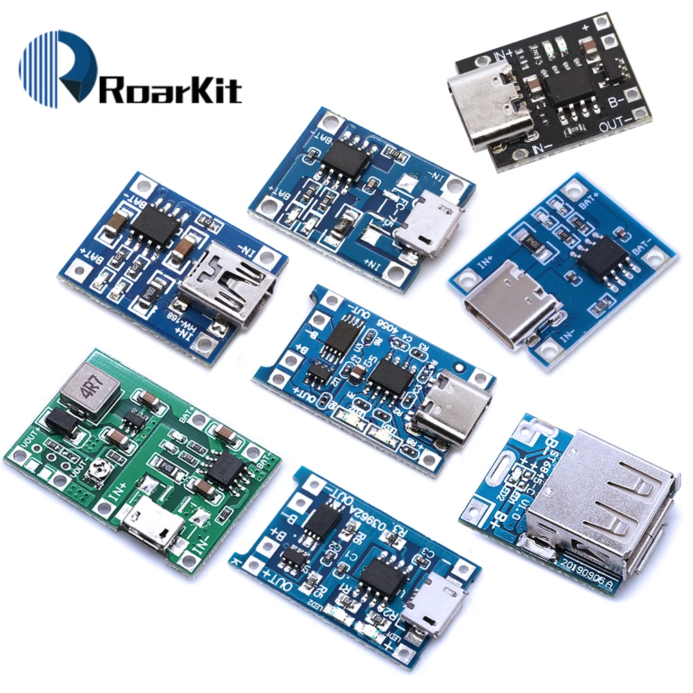 1/5/10 szt. Płytka ładująca moduł ładowarki baterii litowej typu c/Micro/Mini USB 5V 1A 18650 TP4056 z podwójną ochroną