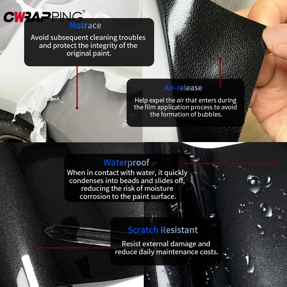 Car Wrap Vinyl for Motorcycle Air-release Waterproof PET Anti-Scratch Car Wrapping Film Adhesive Film Self-adhesive Sticker Foil - view 4