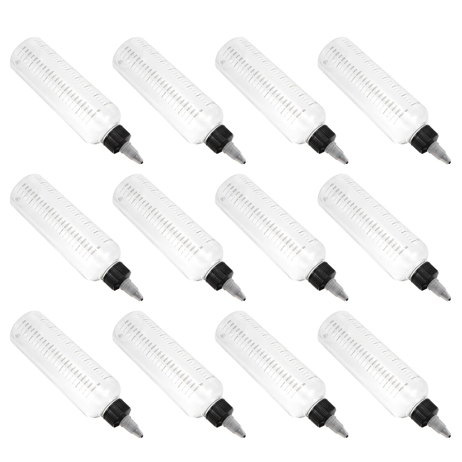 

Набор из 12 прозрачных бутылочек с дозатором и профессиональной калибровочной шкалой для жидкости для химической завивки волос, клея, чернил, краски