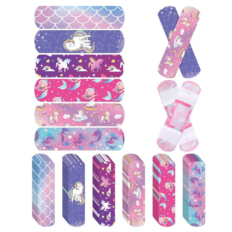 

60pcs/set PE Cartoon Mermaid Horse Band Aid for Children Girls Kawaii Wound Dressing Plaster Tape Patch Adhesive Bandages Strips