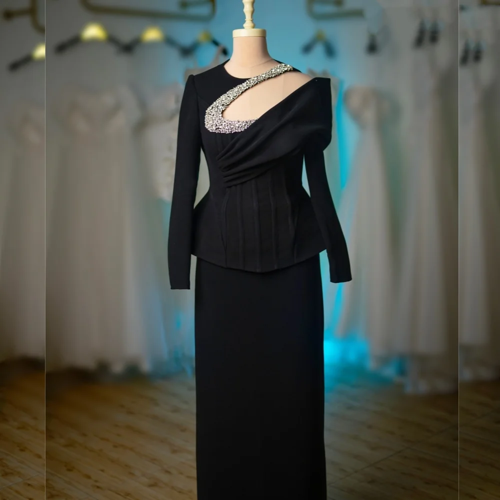 

Customized Temperament O-Neck Glitter Straight Long Dresses Women's Evening Dress Bespoke Occasion Elegant Party Wedding