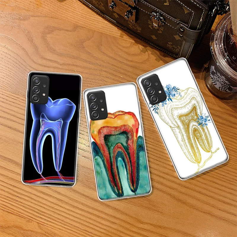 Dentist Tooth Pattern Phone Case For Galaxy Note 20 Ultra 10 Lite 9 8 A05S A15 A25 A35 A55 M11 M12 M21 M30S M31 M32 M51 M52 F