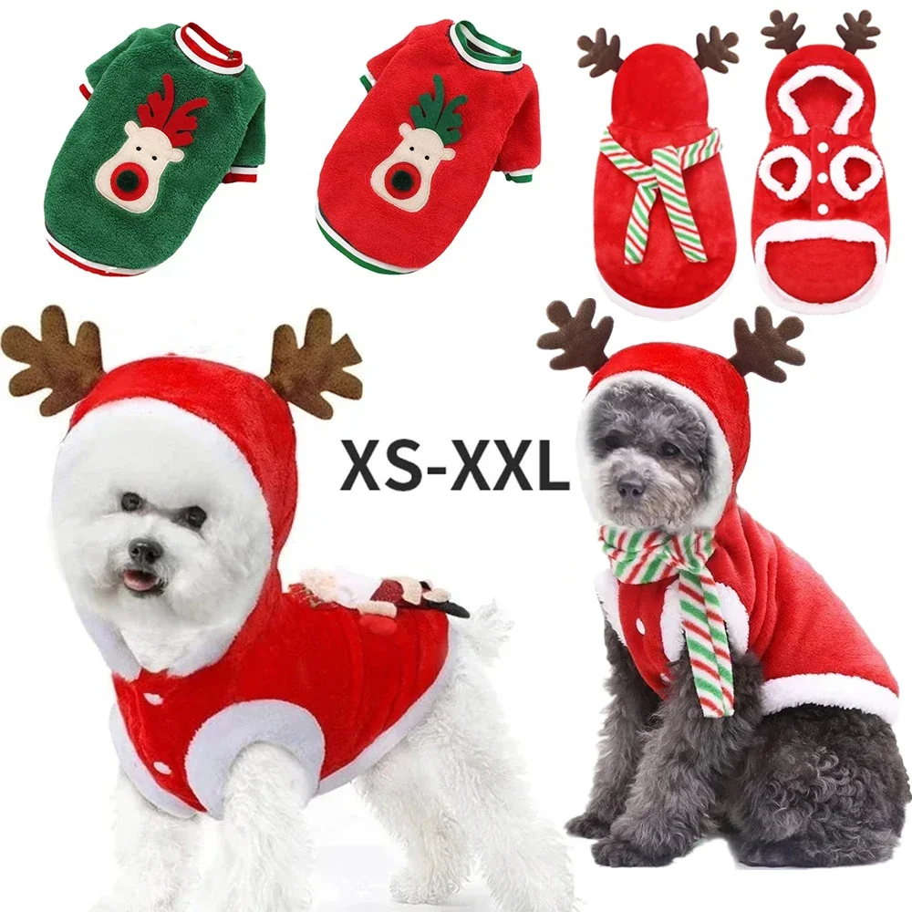 

Dog Christmas Clothes Winter Warm Elk Santa Claus Cat Coat Christmas Apparel Puppy Accessories Pet Clothing Gift Dog Supplies