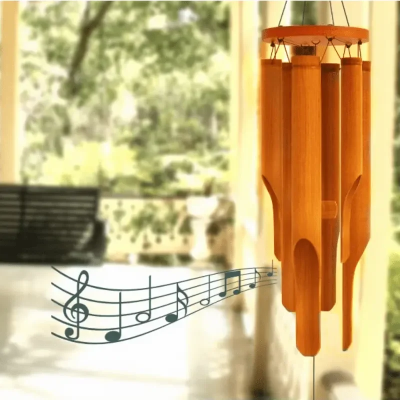 1 piece, Bamboo Wind Chime, Outdoor Wooden Wind Chime, Small, Handmade, Features Calming Deep Colors, Ideal Home Decoration, Sui