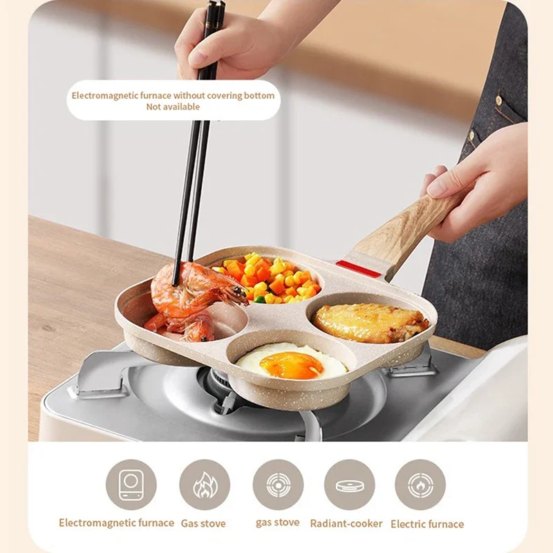 Four-hole Frying Pot Pan Thickened Omelet Pan Non-stick Egg Pancake Steak Pan Cooking Egg Ham Pans Breakfast Maker Cookware