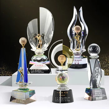 맞춤형 고급 스포츠 골프 시리즈 크리스탈 트로피, 원샷 홀, 대회 수상 메달, 홈 장식 조각, 신제품, 1 개
