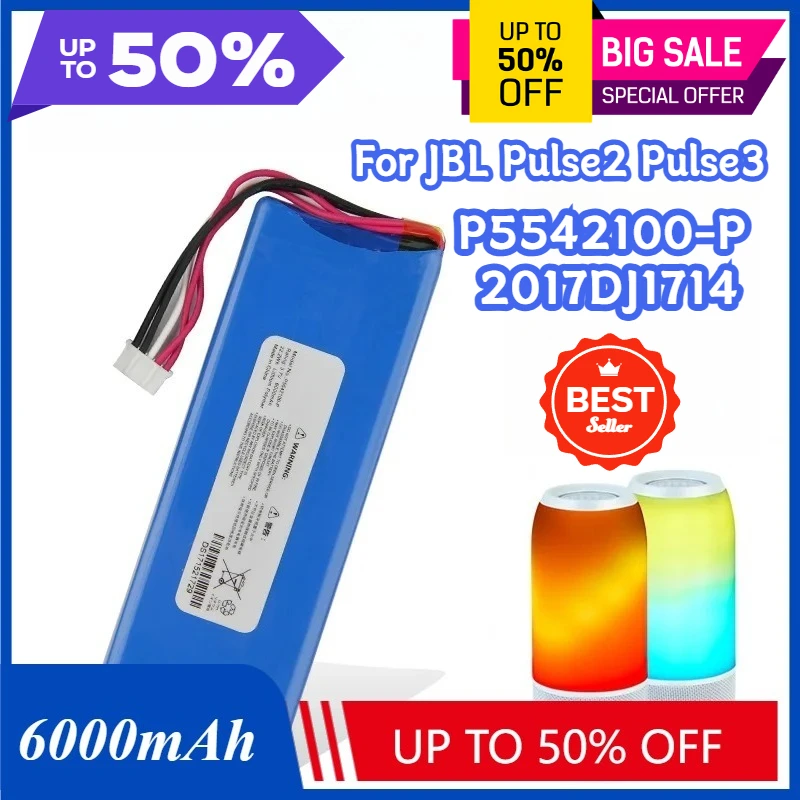 

Сменный аккумулятор емкостью 6000 мАч для JBL Pulse3 Pulse2 Pulse 3 Pulse 2 P5542100-P 2017DJ1714 Аккумулятор
