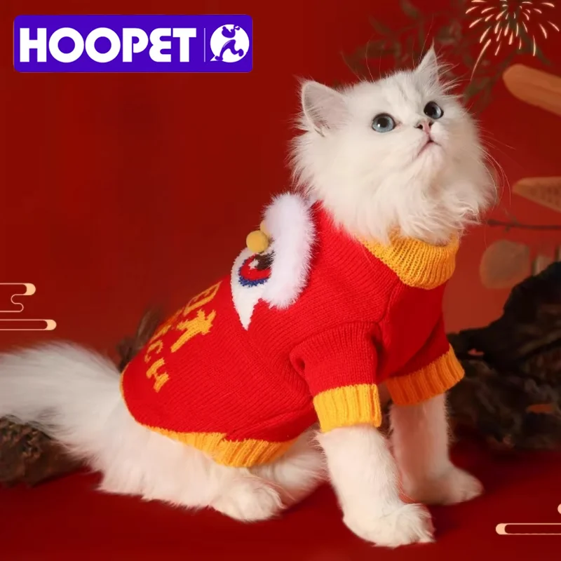 HOOPET Cat Clothes New Year Sweater Autumn and Winter Cat Cute Ragdoll English Short Kitten Winter Warm Kitten New Year Winter