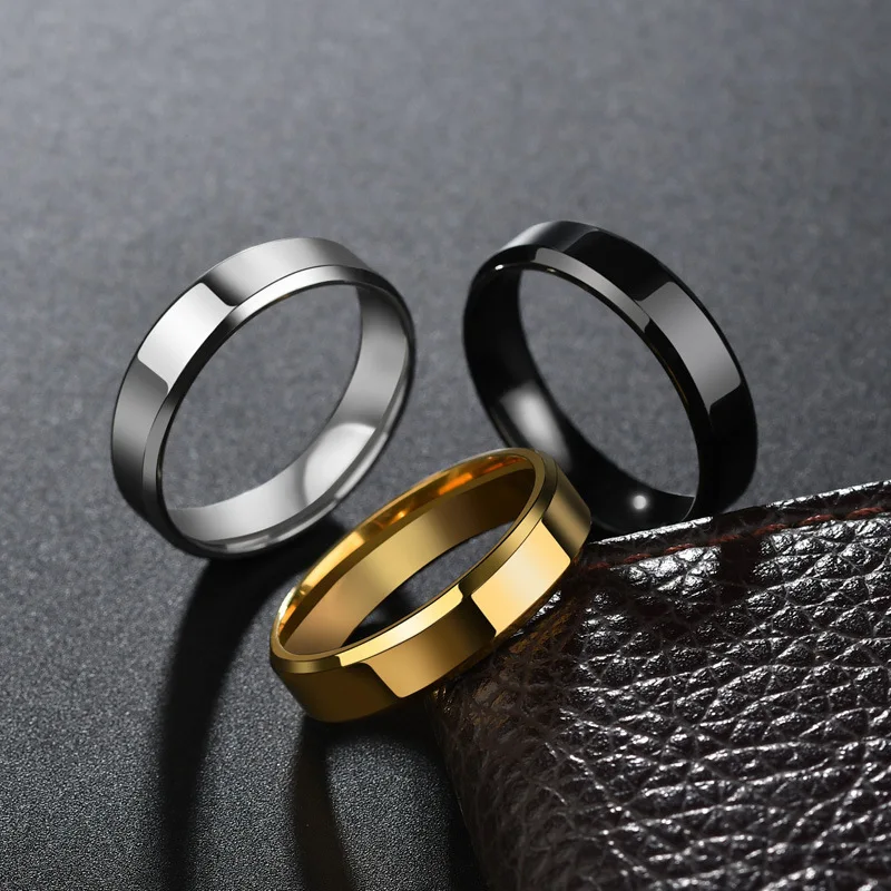 Personalized Engrave Name Letters Stainless Steel Rings For Men Women Custom Love Heart Couple Birthday Date 6mm Ring Jewelry - Detail 1