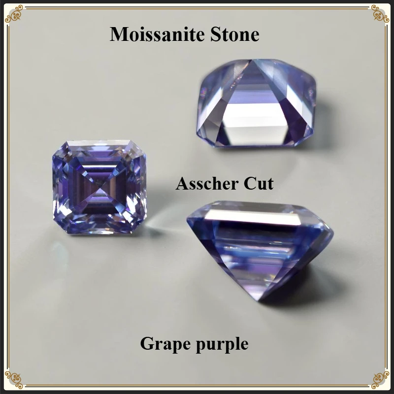 Moissanit-Steine in Verschiedenen Farben Asscher-Schliff VVS1 Hochwertige Lose Edelsteine für Maßgefertigten Schmuck – Detail 1