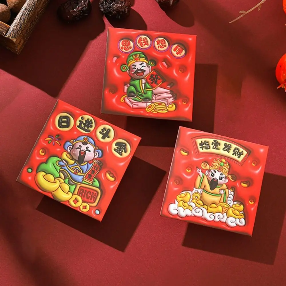 6/12Pcs High-end Cartooon Red Envelope Bag Thickened Gold Stamping Lucky Red Pocket New Year Red Packet Spring Festival