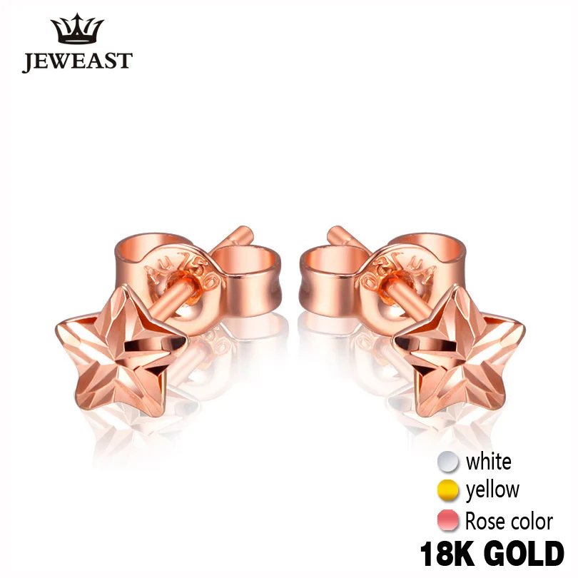 

18k Pure Gold Earrings White Rose Star Fine Jewelry Genuine Real 750 Solid 2023 Hot Selling Women Girl Gift Trendy Party Good