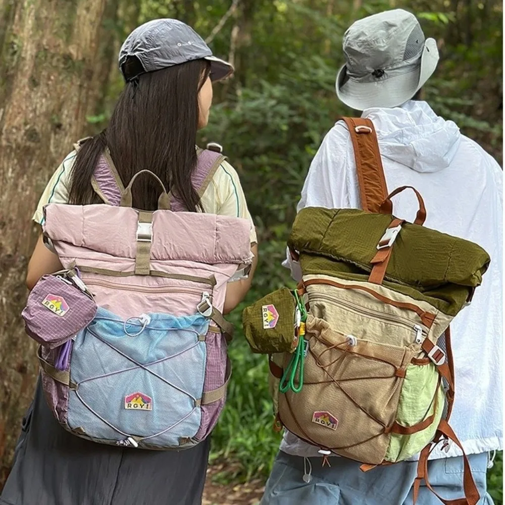 

Color-Blocked Design Outdoor Hiking Bag Multi-pocket Large-Capacity Travel Backpack Lightweight Waterproof Oxford