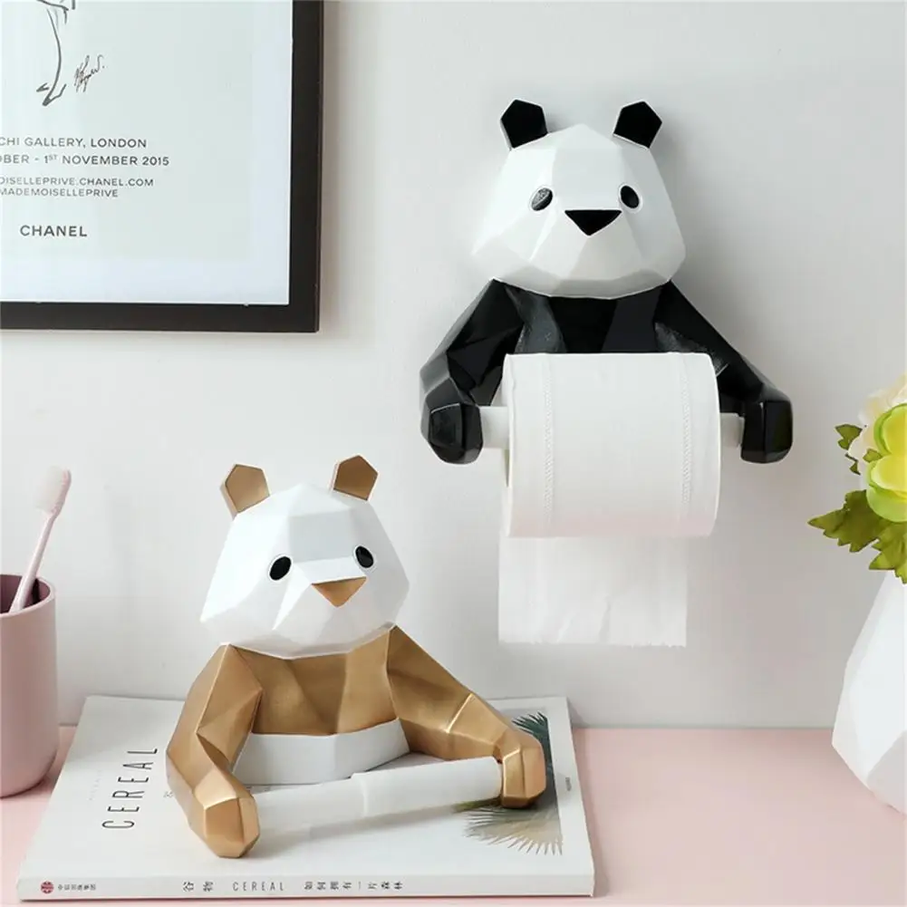 1Pcs Toilet Tissue Holder Wall Mounted Self Adhesive Resin Hanging Panda Roll Paper Dispenser Rack Home Orgnizer for Bathroom