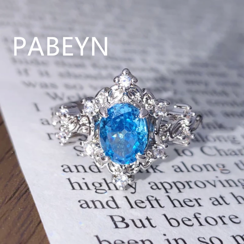 925 Sterling Silver Fashion Light Luxury Ice Flower Cut Egg Shaped Zircon Corolla Ring Birthday Anniversary Gift Ladies Jewelry