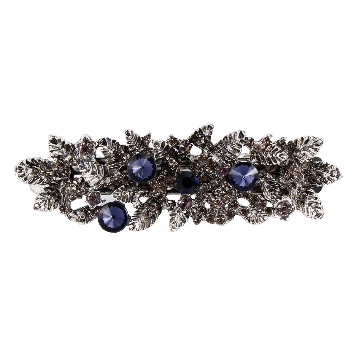 

Retro Hair Clip Vintage Single Line Bride Barrette Dark Green Rhinestones Alloy Cat Eye Stone Glass Crystal Women Accessories