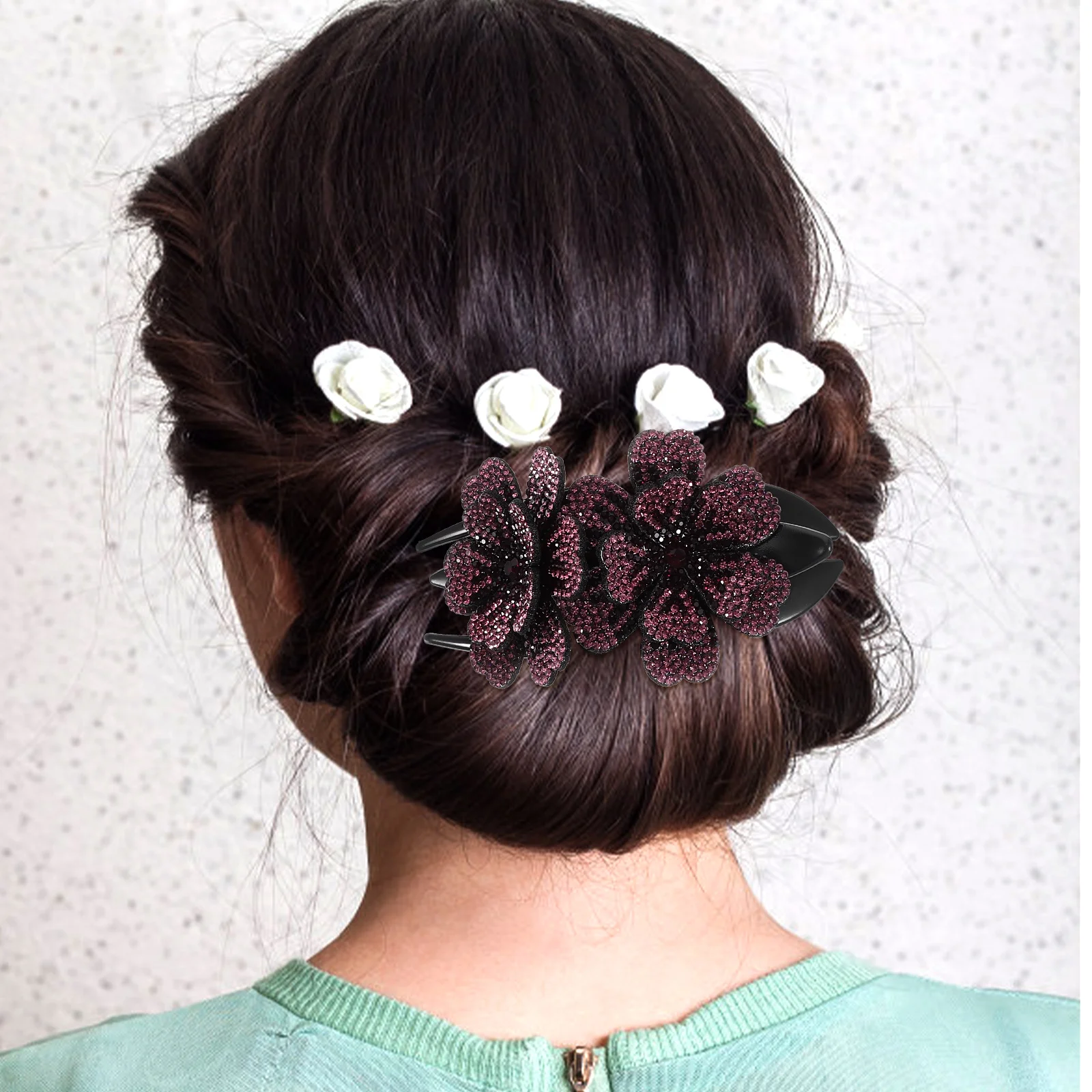 

4 Pcs Duckbill Clip Hair Clips for Women Styling French Rhinestone Plastic Miss