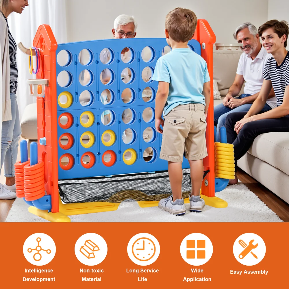 Set da gioco gigante 4-to-Score: borsa a rete, Jumbo Connect4, canestro da basket, lancio ad anelli, golf, bambini e adulti per interni/esterni (spese, non, l