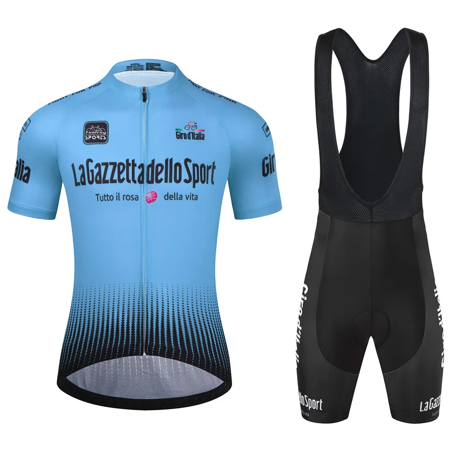 Set Ciclismo Uomo Tour Of Italia Pro Team, Maglia Manica Corta E Pantaloncini Con Fondello In Gel, Traspirante E Ad Asciugatura Rapida