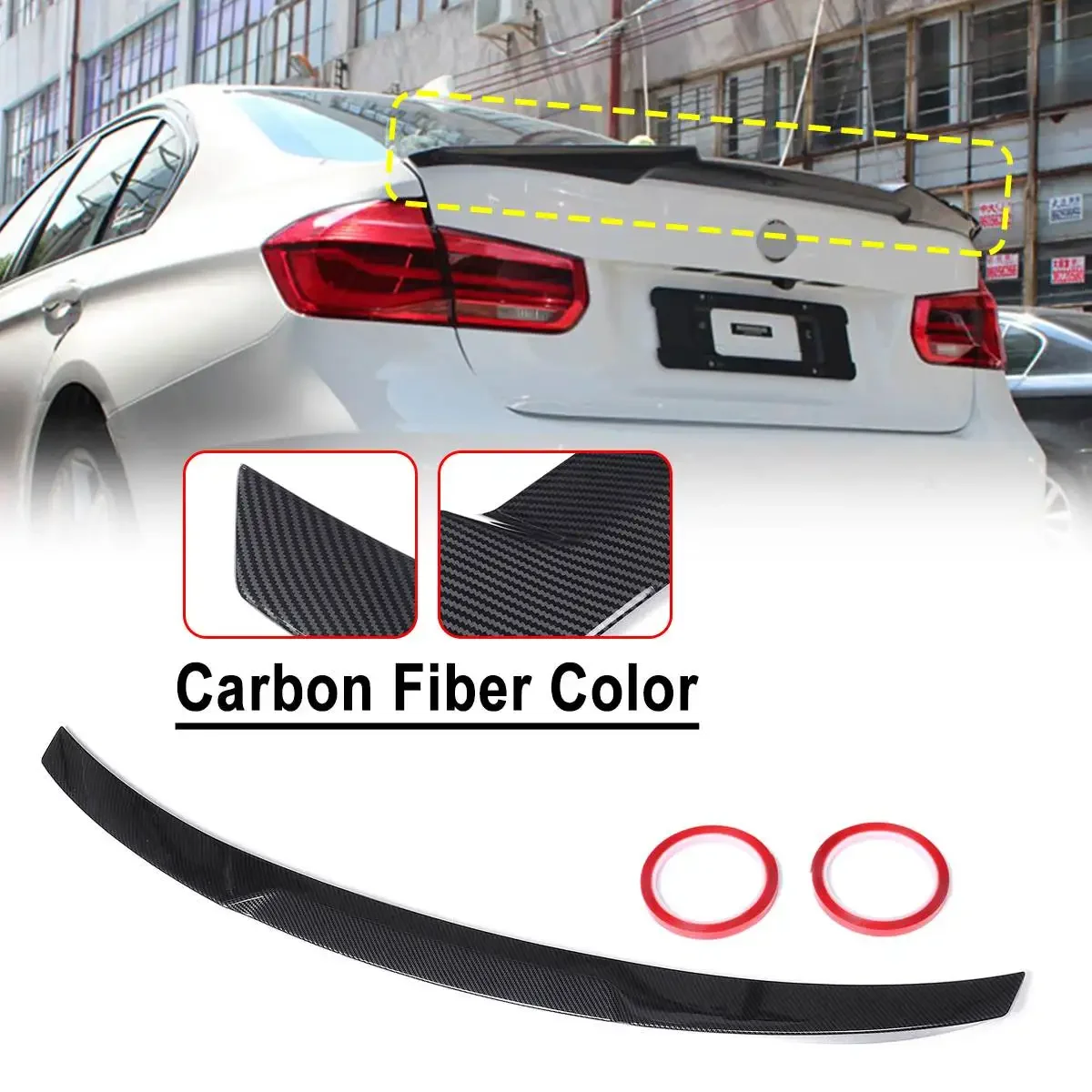 Car Styling Car Rear Trunk Boot Lip Spoiler Wing Extension Decoration For BMW F30 F80 M3 Model 4-Door Sedan 2014-2019 Spoiler