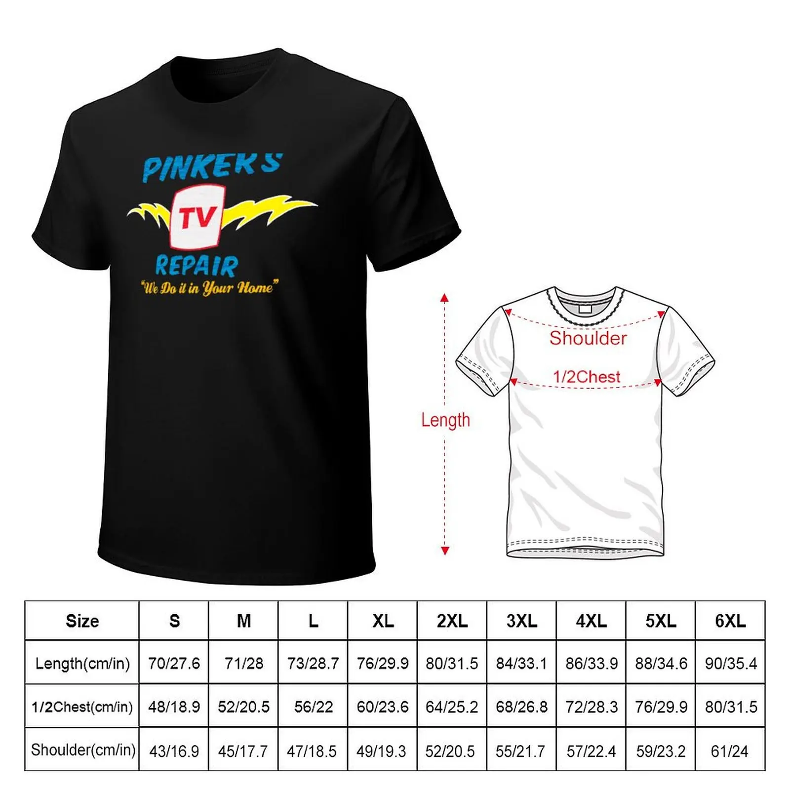 Pinker's TV Repair T-Shirt Novelty Print Casual Tee Shirt