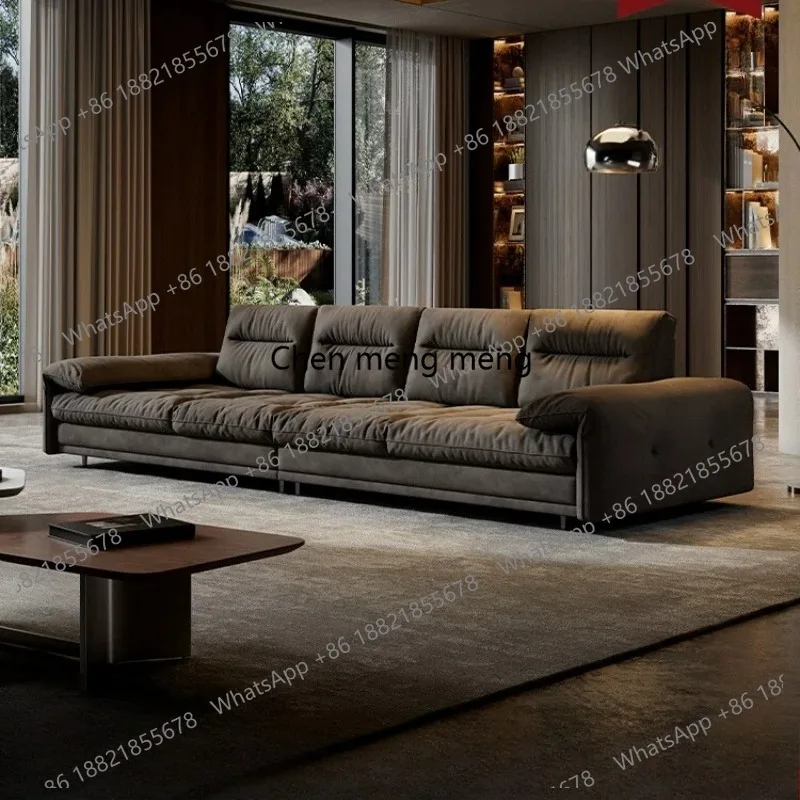 Sofa function backrest large seat deep matte cloth living room villa straight row combination Italian minimalism
