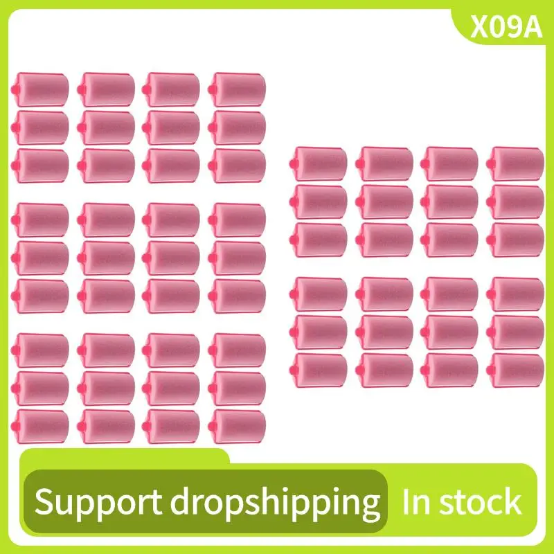

X09A 60Pcs Dark Pink Hair Styling Soft Foam Sponge Rollers Curlers Hairdressing Tool