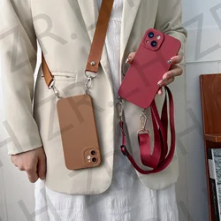 Crossbody Necklace Lanyard Chain Phone Case For iPhone 16 15 14 13 11 12 Pro Max XS X 7 8 Plus XR Silicone TPU Case