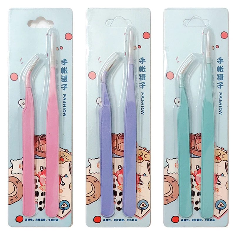 2PC antistatische roestvrijstalen pincetset Precisieonderhoud Industriële reparatie Gebogen thuiswerken Model maken Handgereedschap