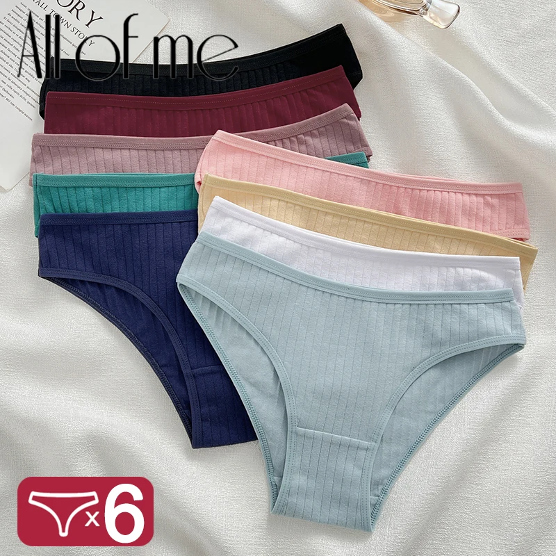 6Pcs/Set Sexy Cotton Panties For Women Underwear Striped Panty Female Soft Lingeries Briefs Pantys Girl Underpant Intimates