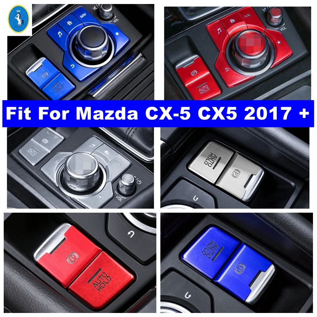 

Car Accessories Center Gear Shift Multimedia Knob Electrical Park EPB Button Panel Cover Trim For Mazda CX-5 CX5 2017 - 2023 Red