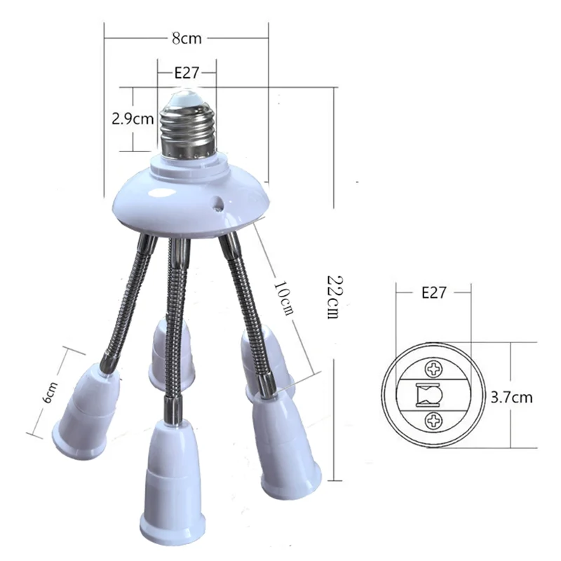 A88E-E27 Light Socket Splitter Adjustable Multi E27 Light Bulb Adapter Household Lamp Base Photography Adapter Converter
