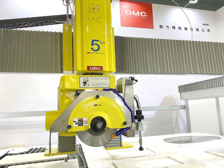 Máquina cortadora de maquinaria de piedra de sierra de puente de chorro de agua y CNC de 5 ejes OMC