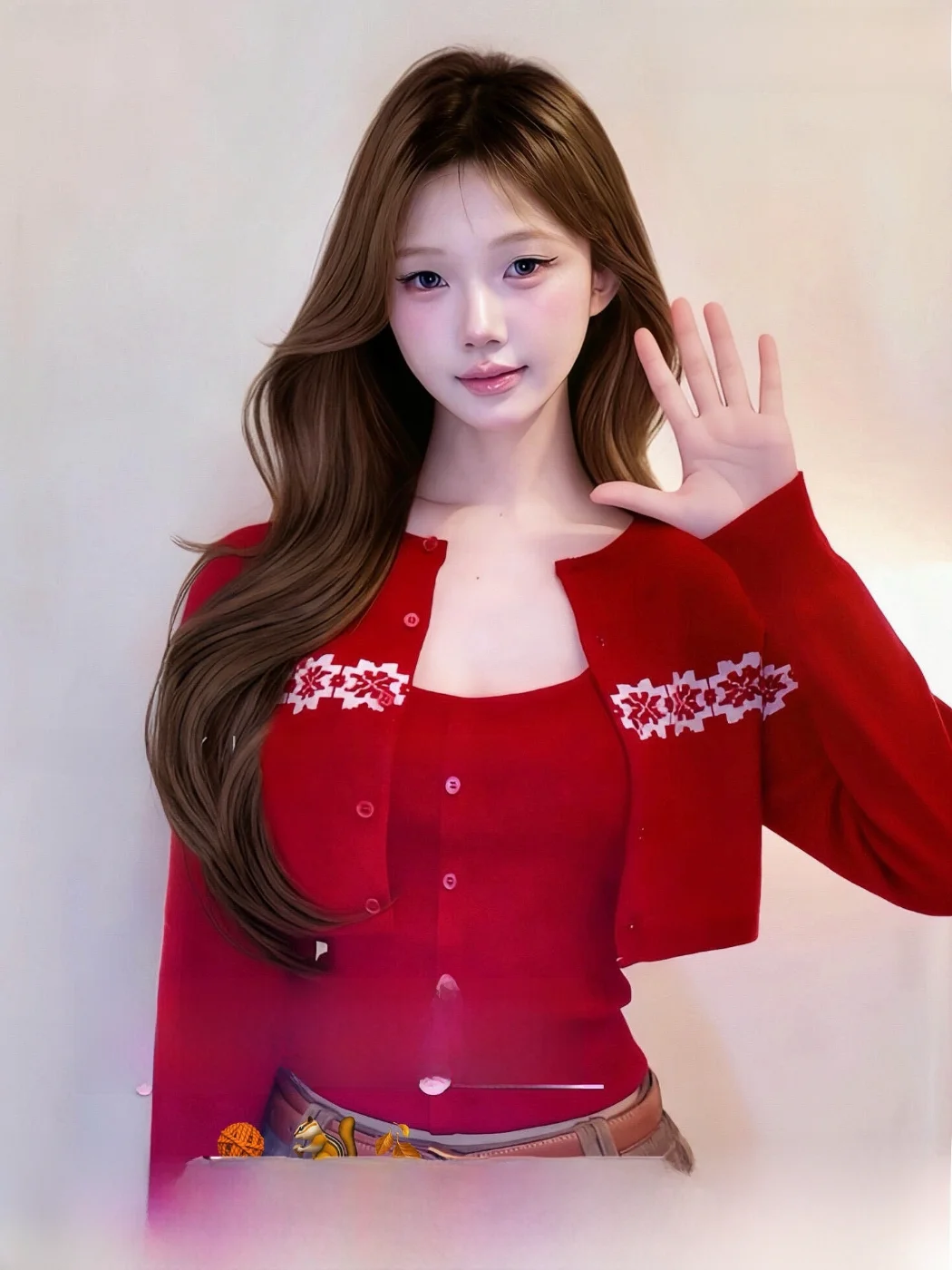 

Комплект из двух предметов: вязаный кардиган и топ с поясом Moxi Cisas Island Snowflake, женский повседневный комплект с длинными рукавами